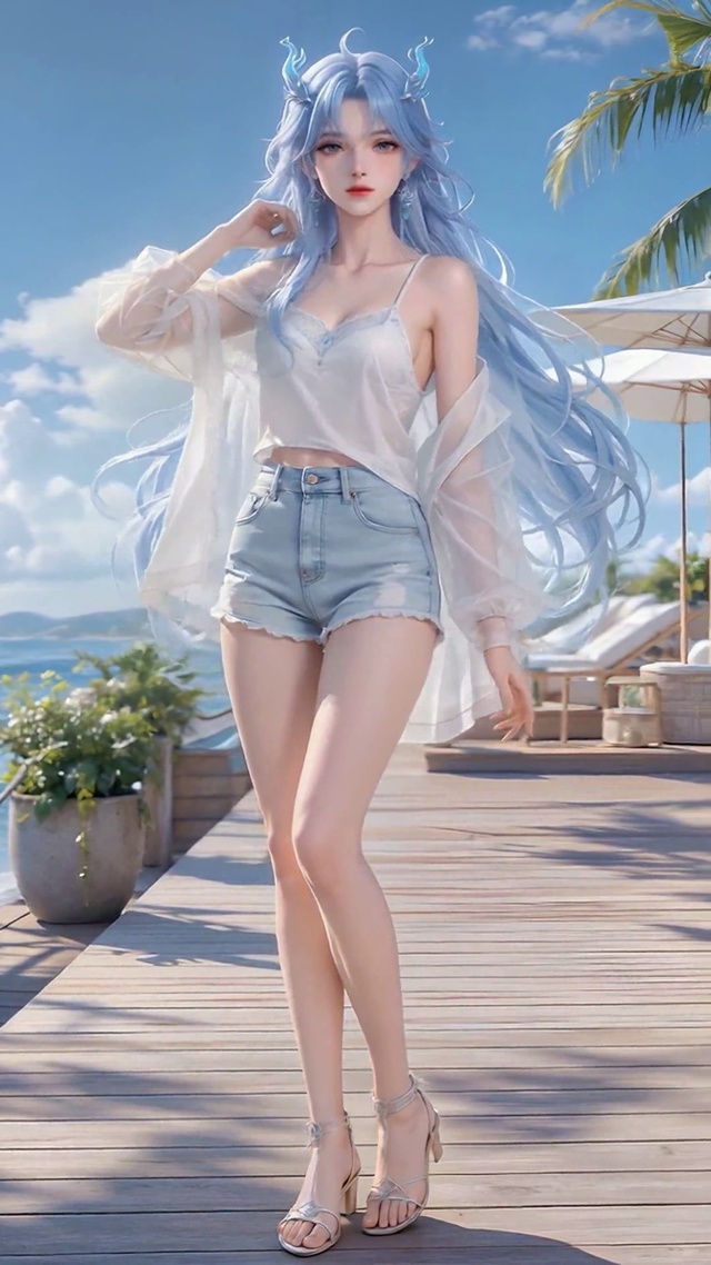 海边度假少女清宵