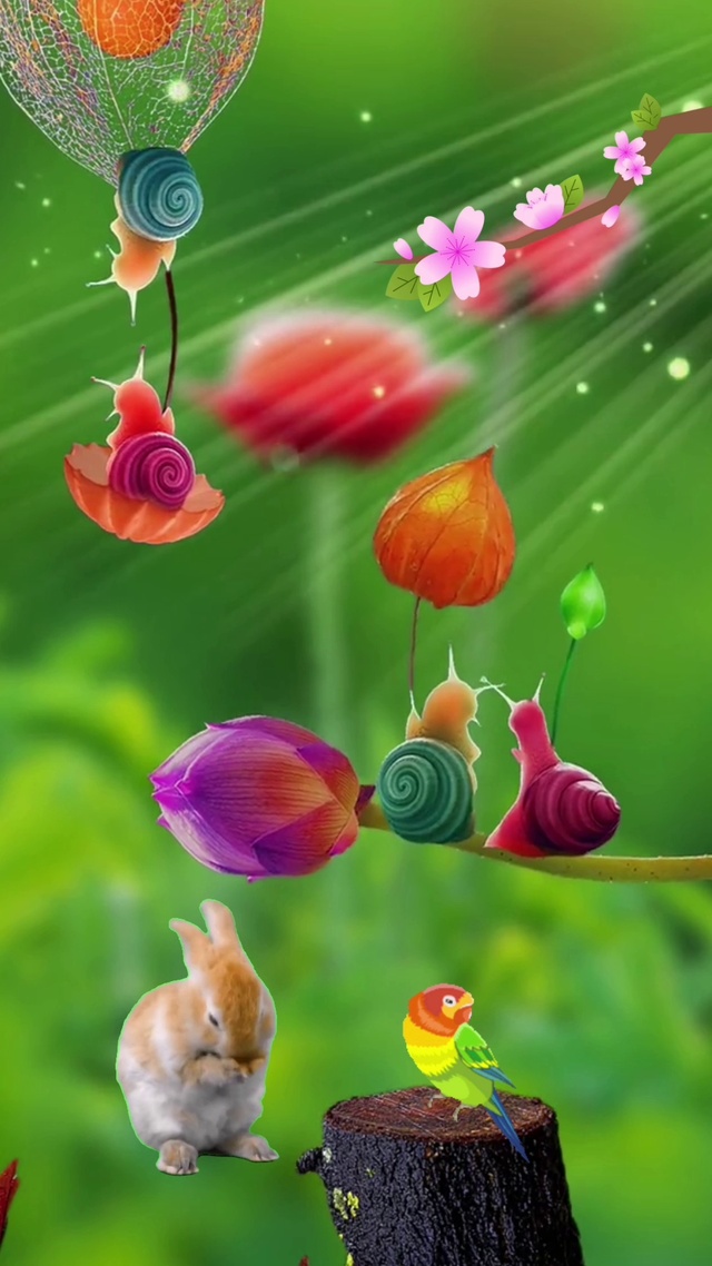 蜗牛麻雀兔子联欢会