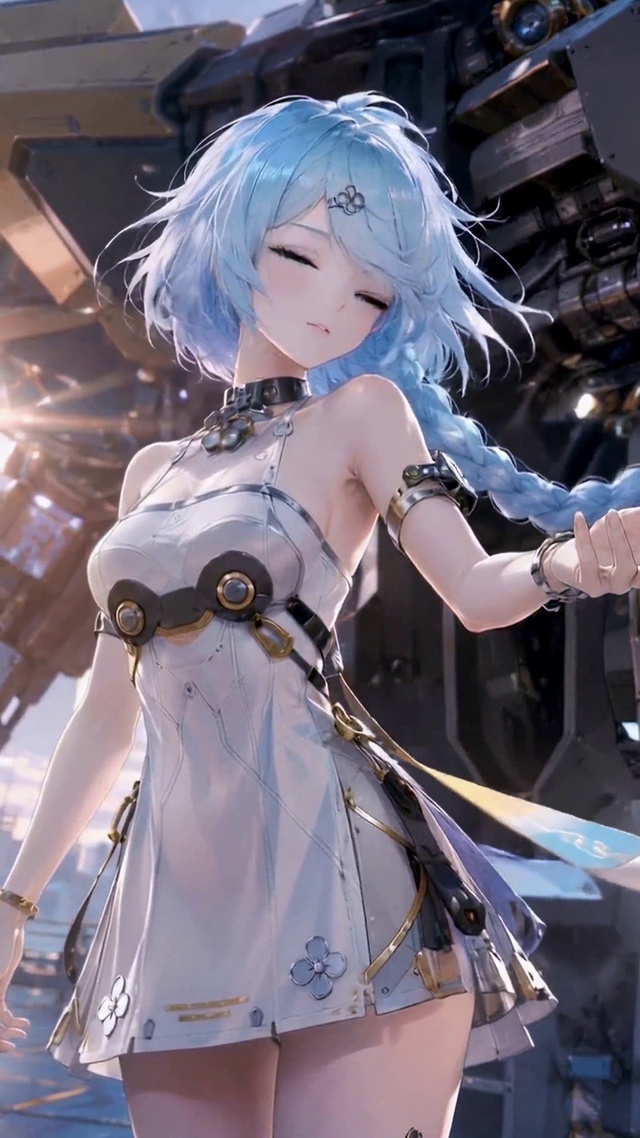 科幻机甲蓝发美少女