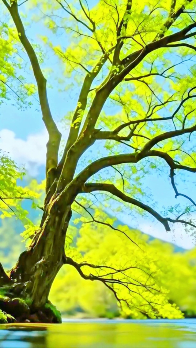 护眼溪边大树4K