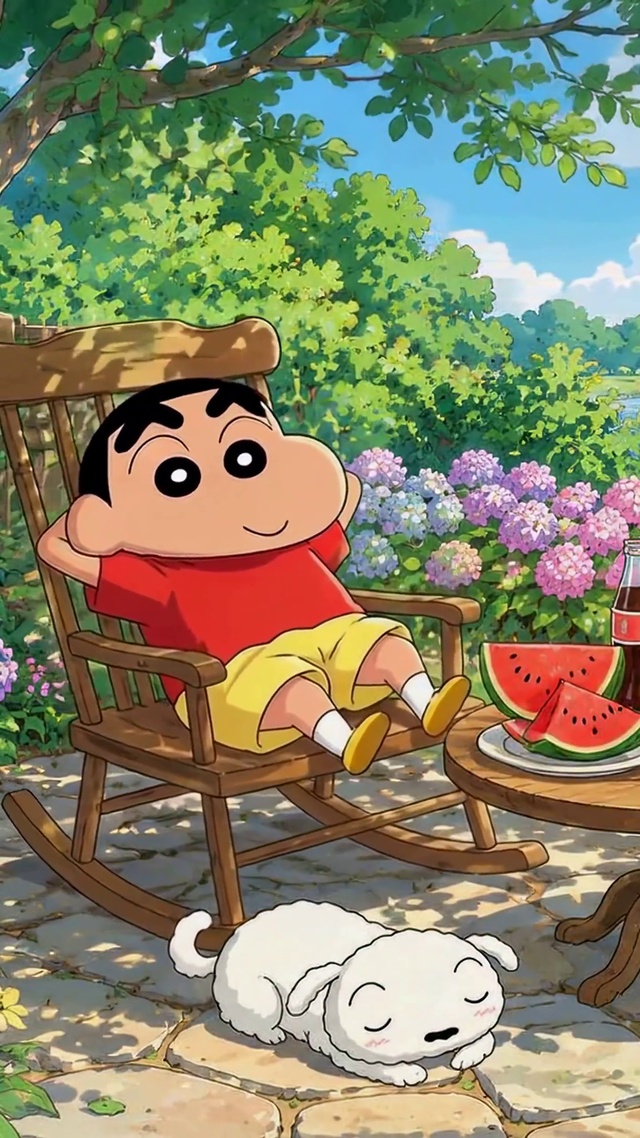 蜡笔小新夏日悠闲乘凉