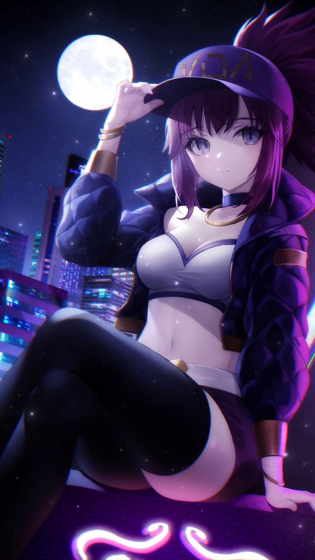 荧光城市天台的阿卡丽4k