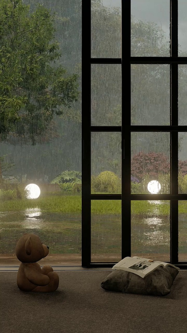 下雨天的小熊