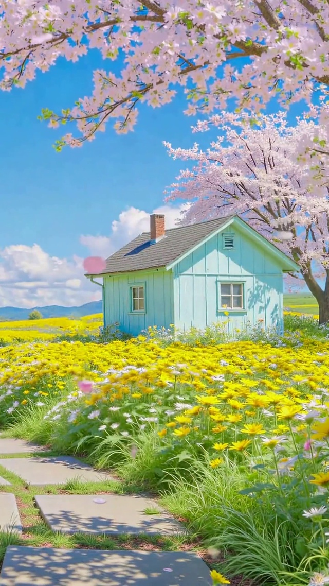 春日樱花花田治愈美景
