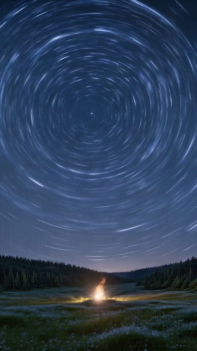 森林星轨夜景