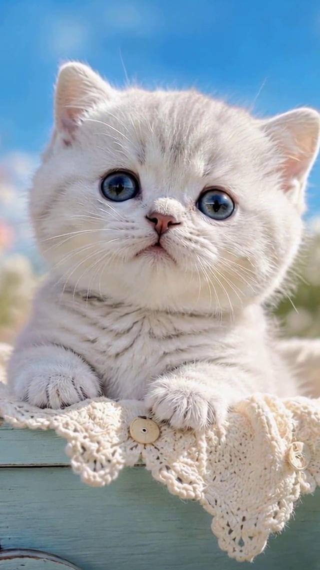 花田小推车里的可爱奶猫