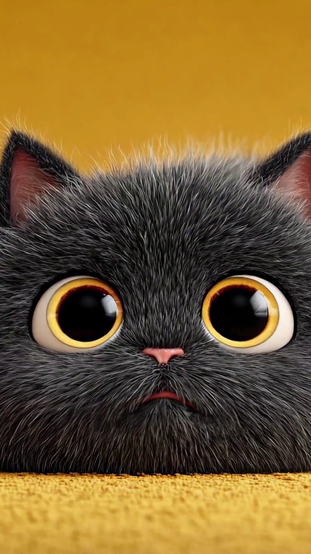 软萌可爱炸毛小黑猫