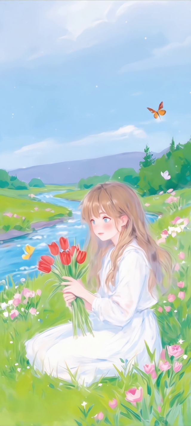 河畔花影的悠然时刻