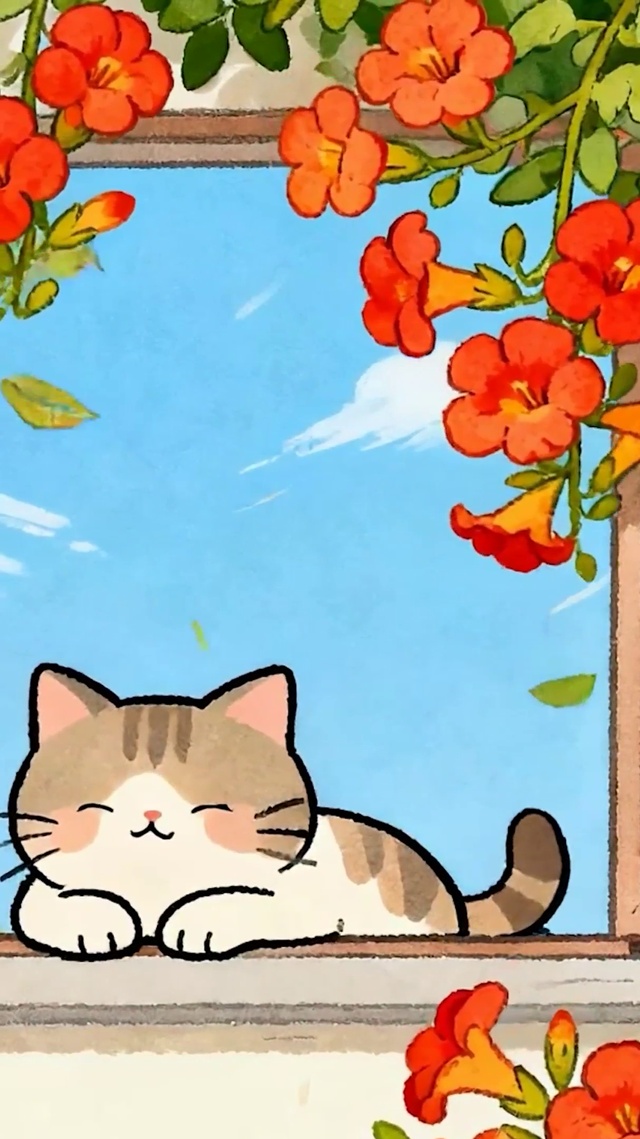 望着花草树木猫咪