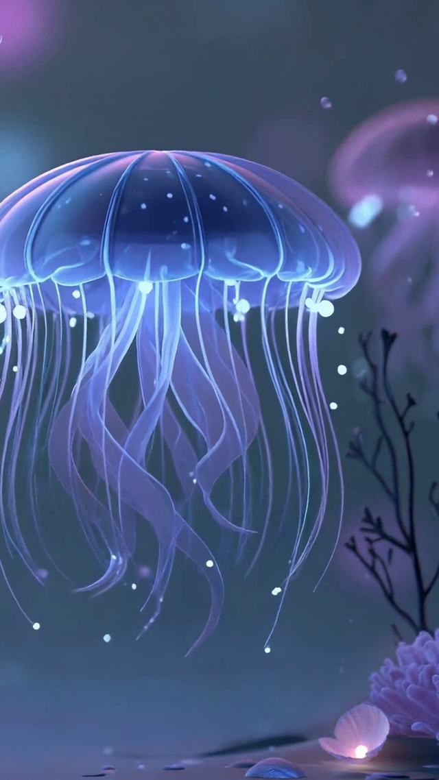 梦幻深海发光水母