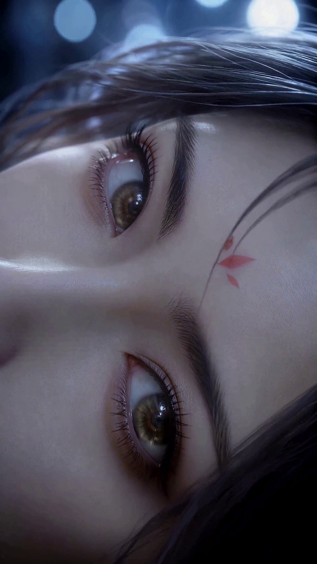 古风花钿美人眼眸特写