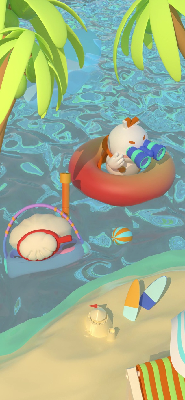 海豹良小宝与扇贝被阔·海边游泳