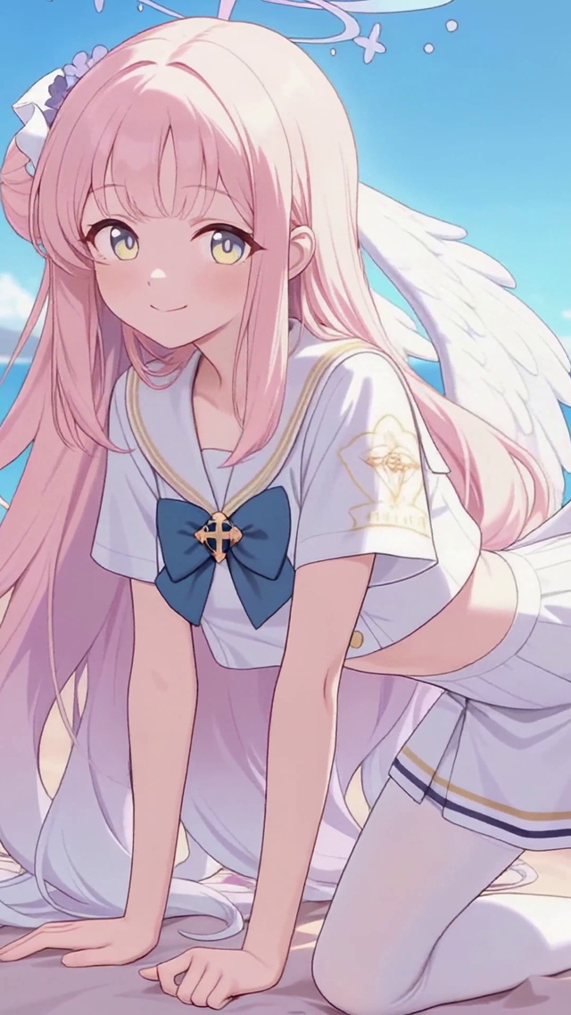 沙滩天使粉发动漫美少女