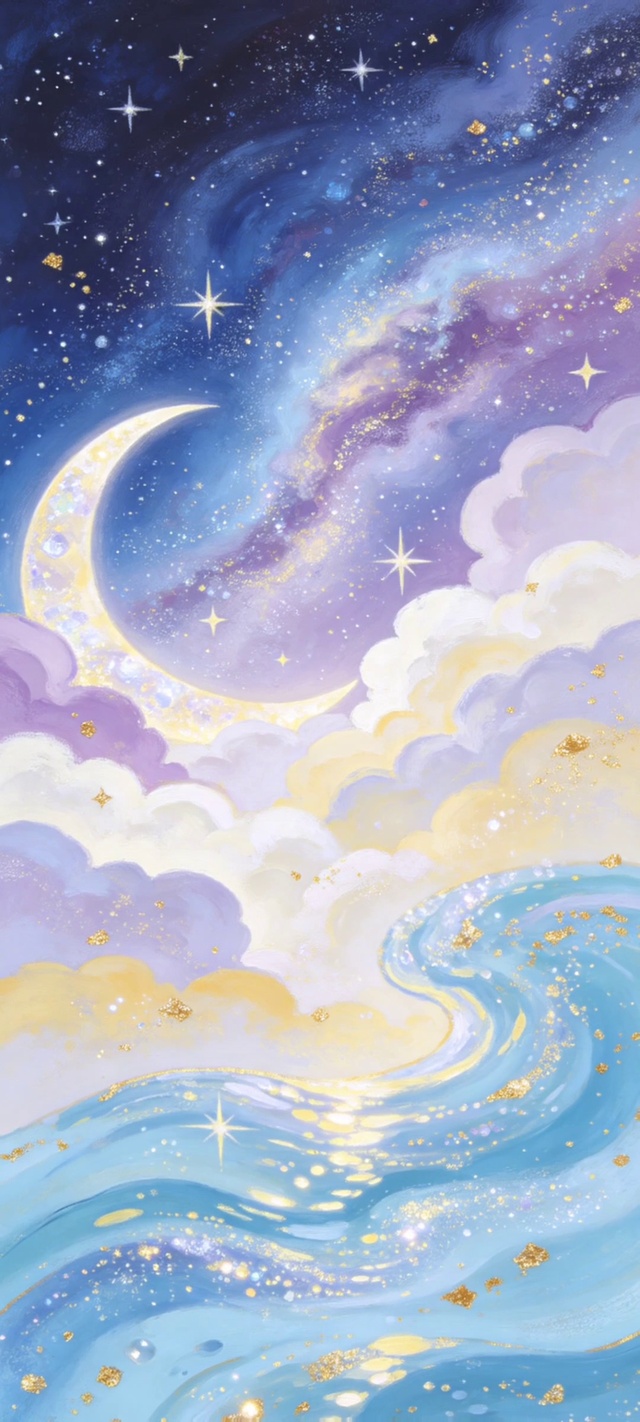 全屏星河漫浪水晶弯月枕云眠