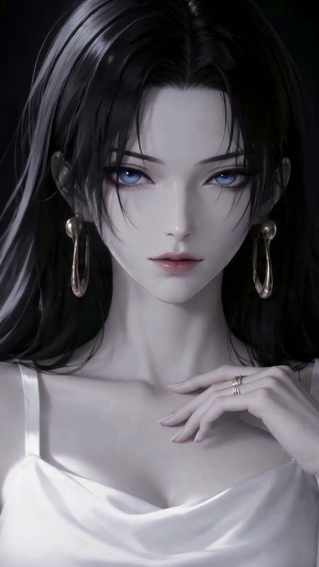 暗黑氛围感冷艳黑发美少女