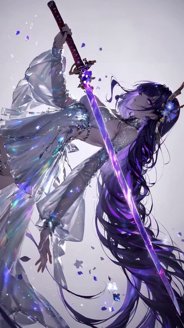 幻彩紫发执剑少女