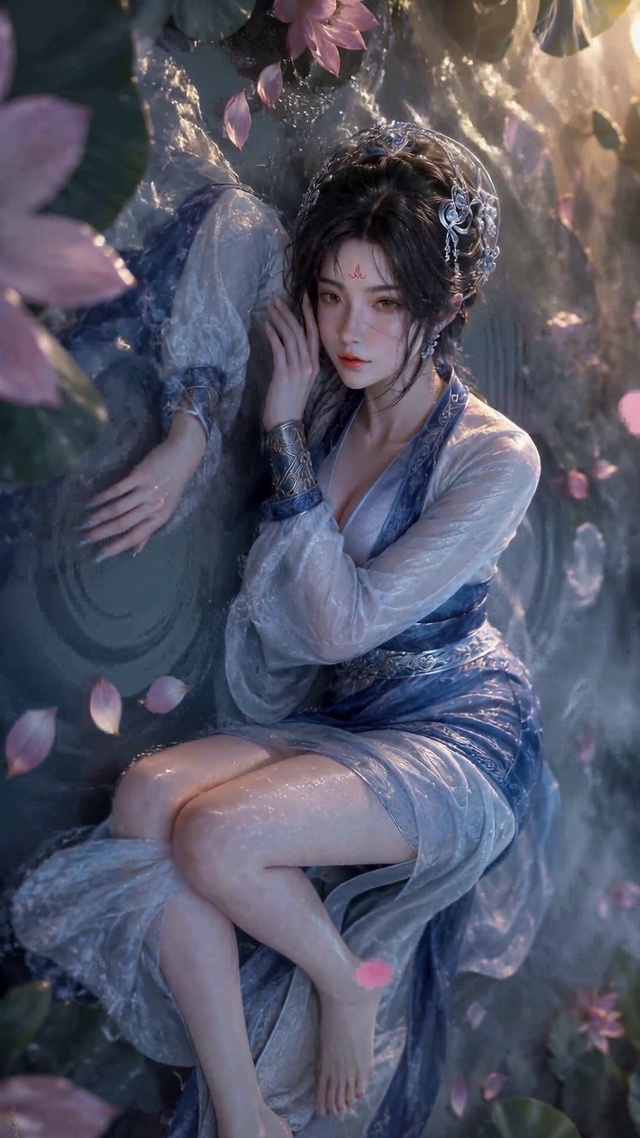 静水荷塘古风美人