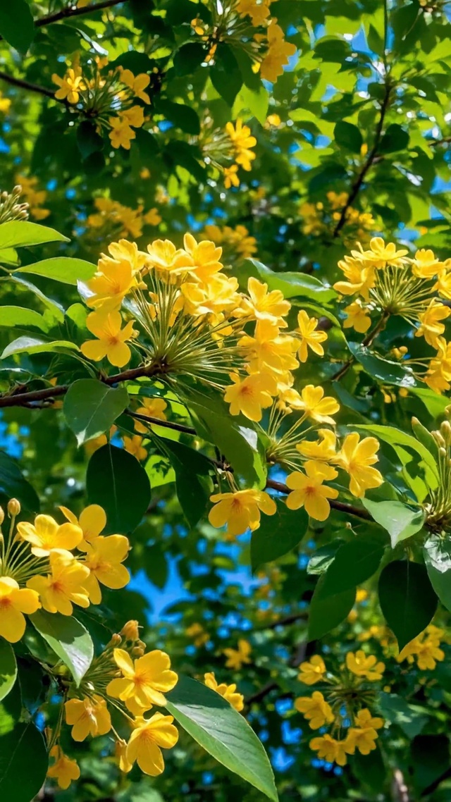 晴空下盛放的桂花树
