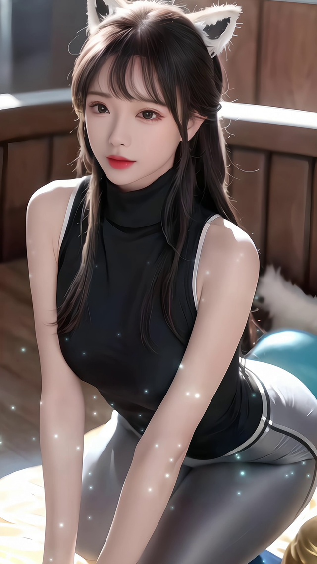 清纯瑜伽服猫女仆美少女