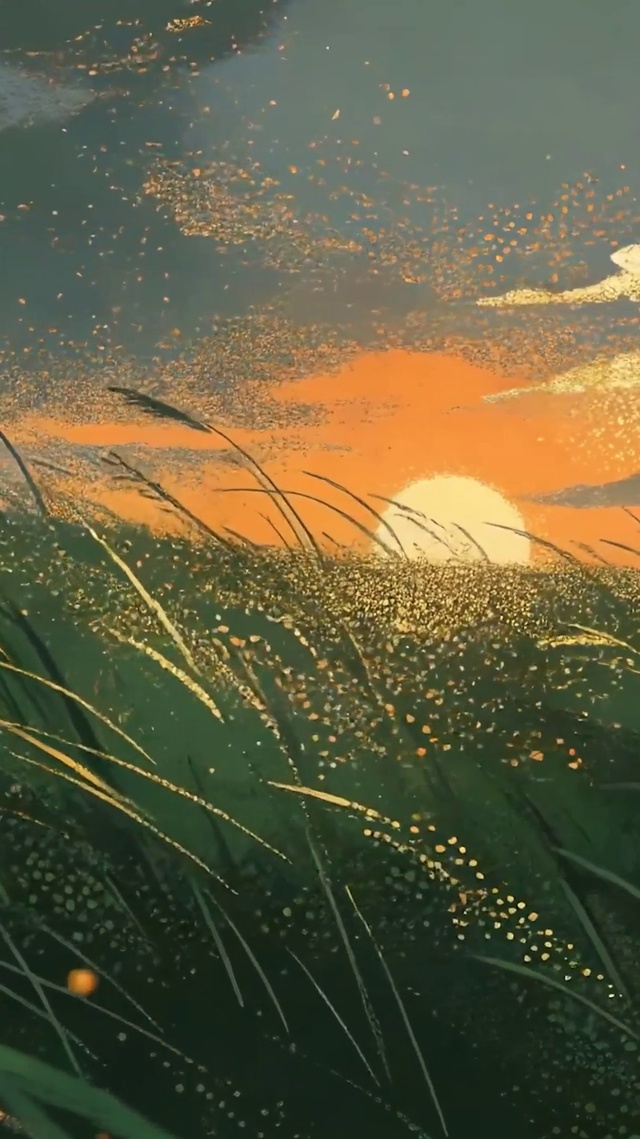 夕阳花草树木