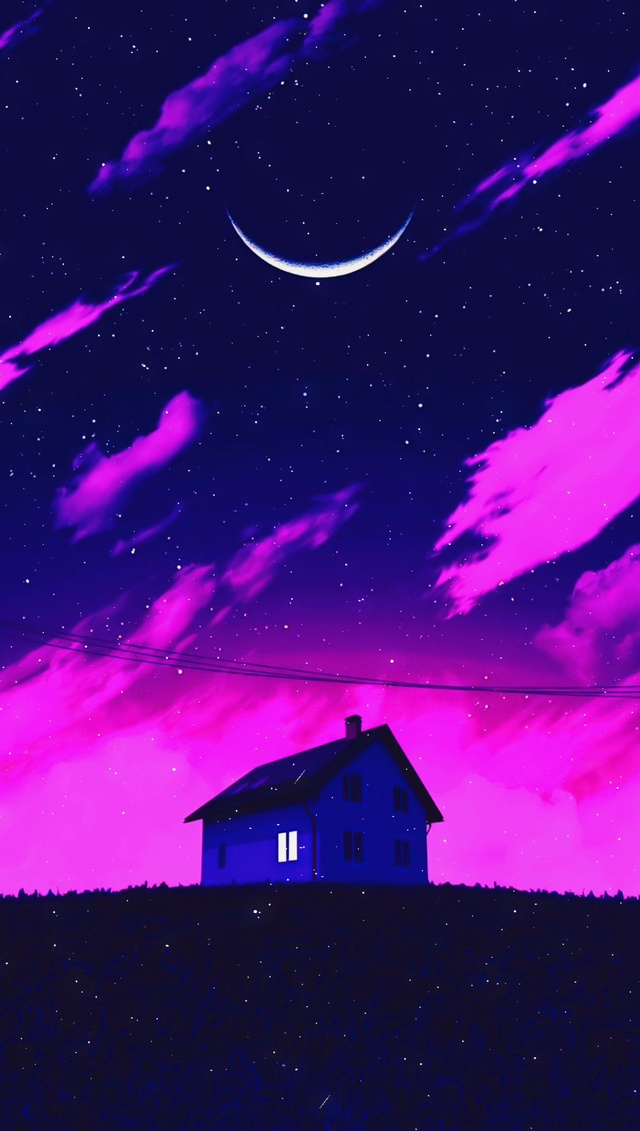 星空下的小房子
