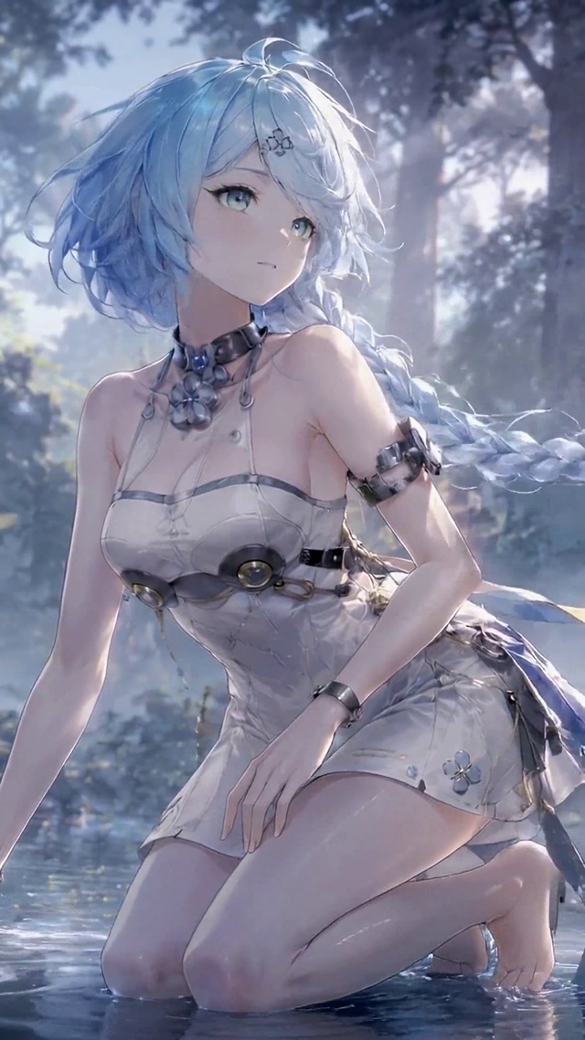 林间水影少女