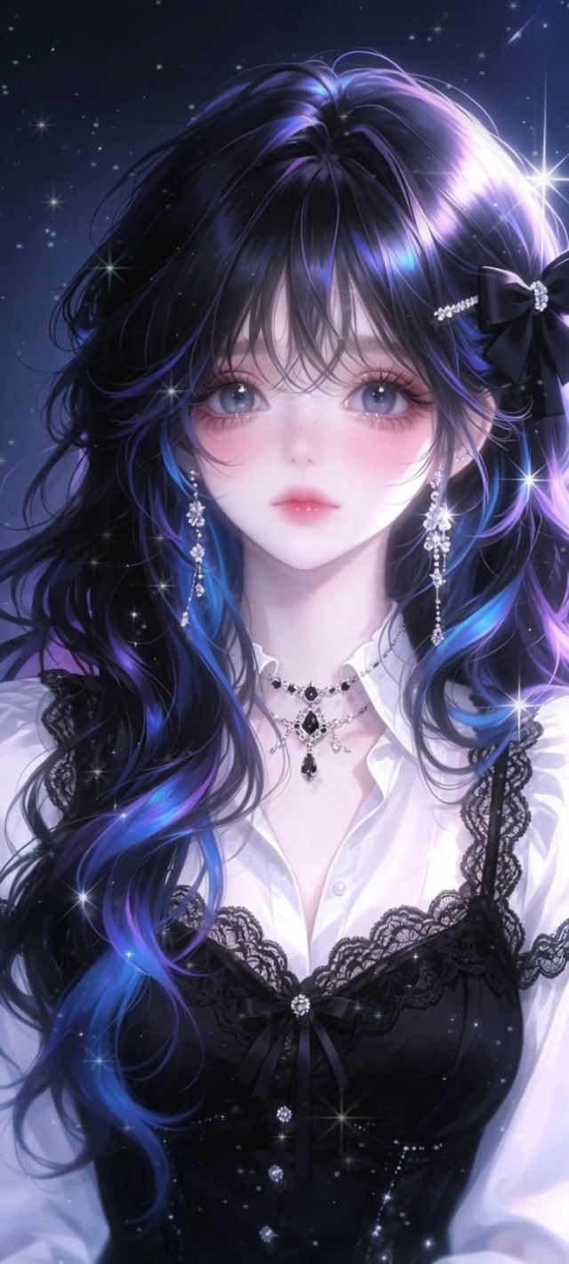 蓝紫甜酷女孩