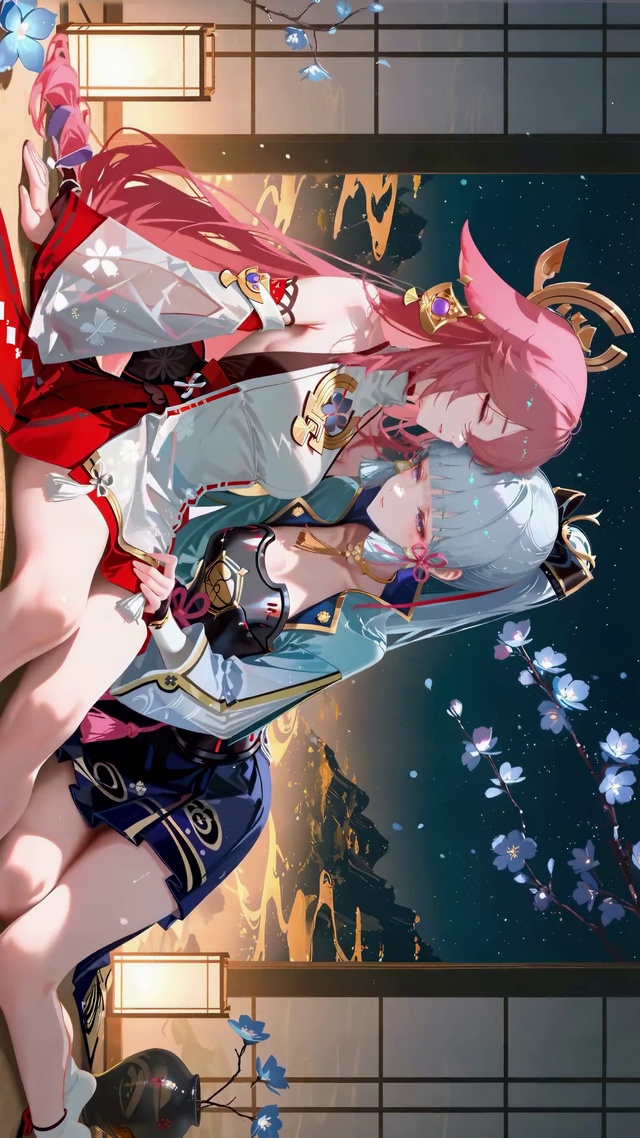 双子少女夜樱共赏