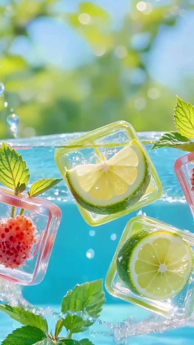 水波里的果味冰立方