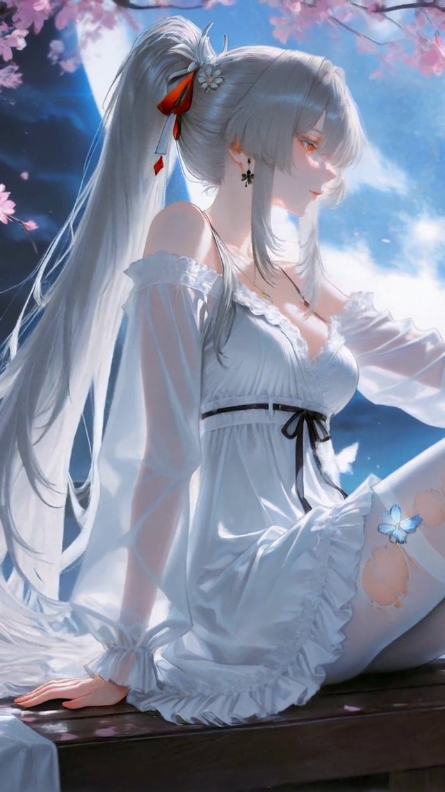 月下樱花银发美少女绯雪