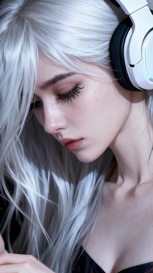 白发耳机少女