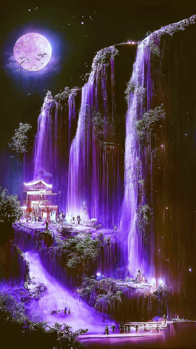 紫色瀑布