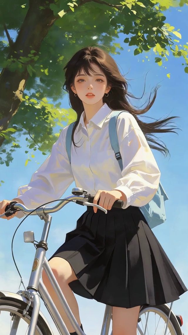 青春骑车美女