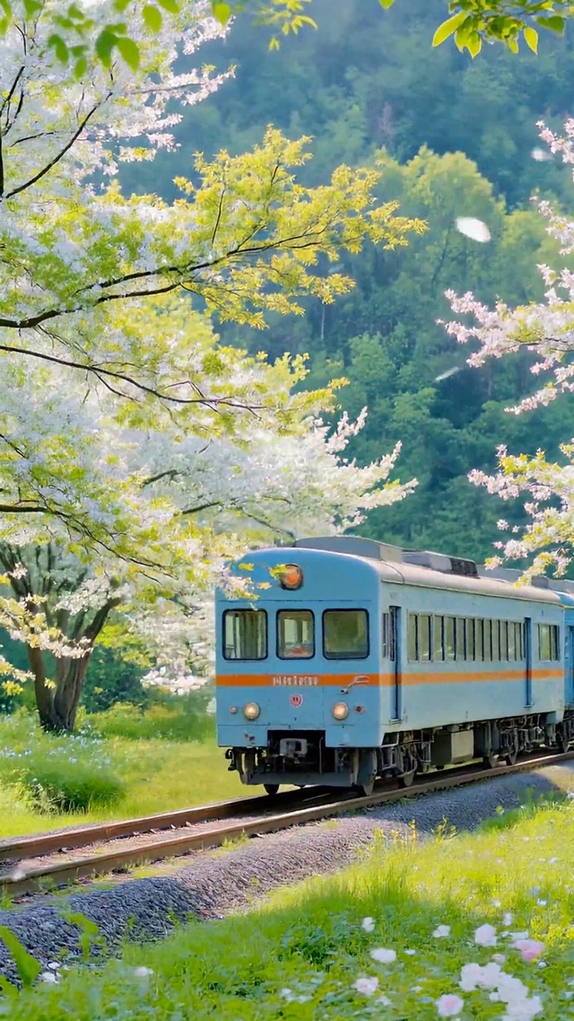 春日樱花列车治愈美景