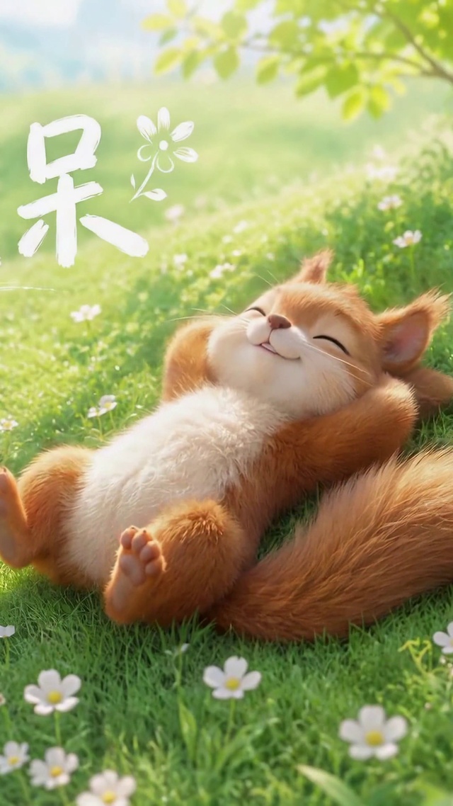 溪边小松鼠的悠闲发呆时光