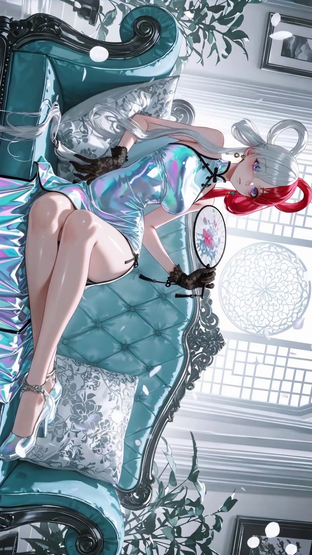 炫彩执扇长腿少女