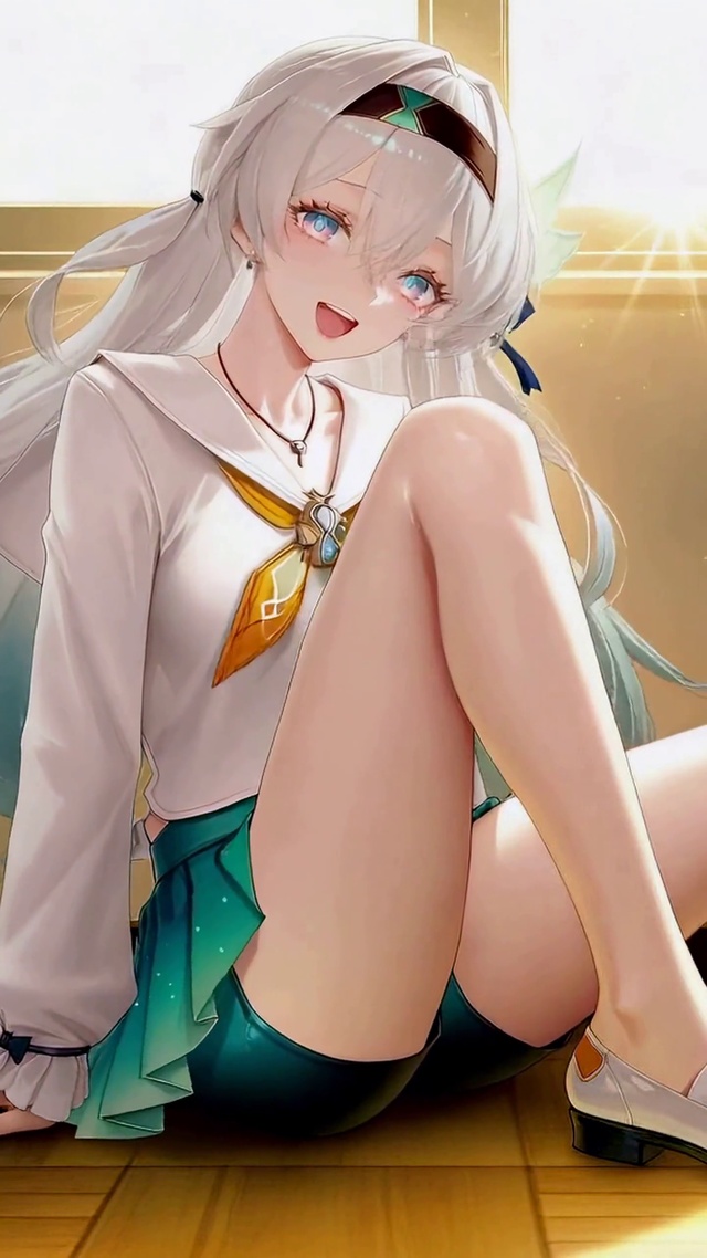 教室阳光银发美少女流萤