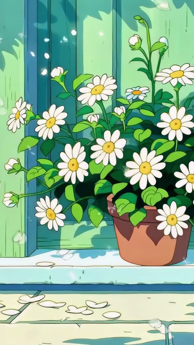 夏日光影里的白雏菊