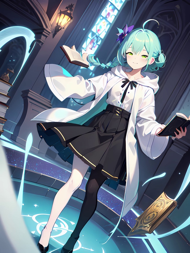 ［AI绘画］魔法黑白丝少女