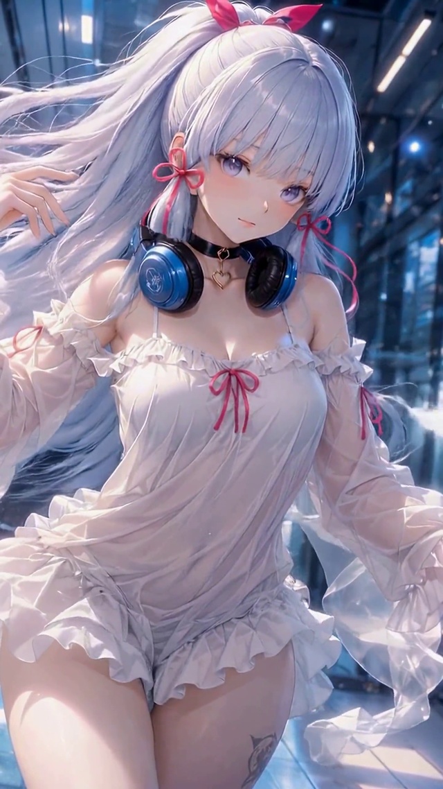 蓝色都市白发少女
