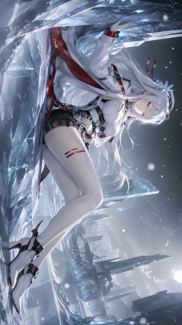 冰雪银发二次元美少女