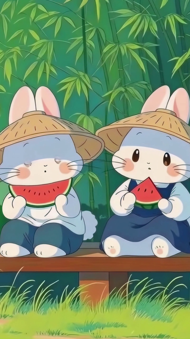 竹林下的吃瓜小分队