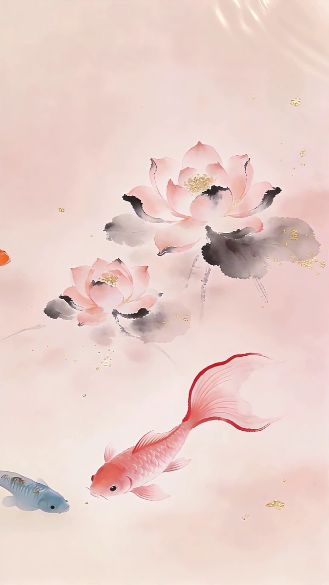 中国风水墨锦鲤好运壁纸