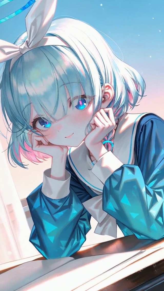 教室窗边蓝发少女阿罗娜