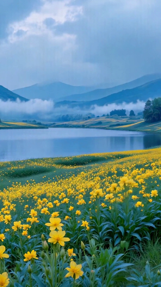 雾绕山湖黄花海