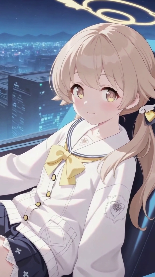 都市夜景窗边美少女