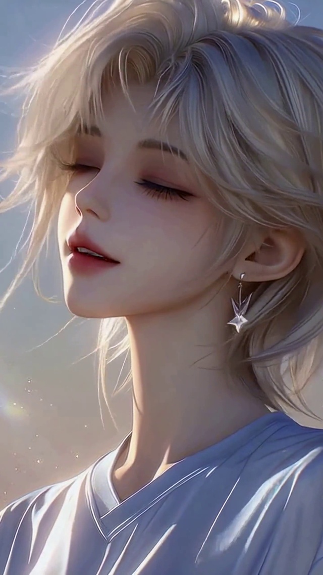 逆光治愈短发二次元美少女