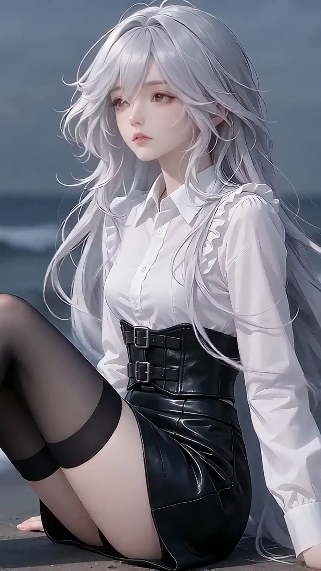 海边心事少女