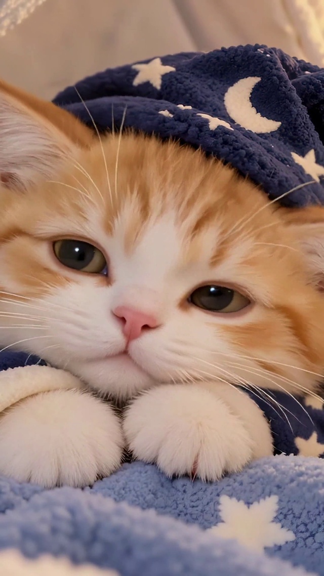 被窝里的软萌小橘猫