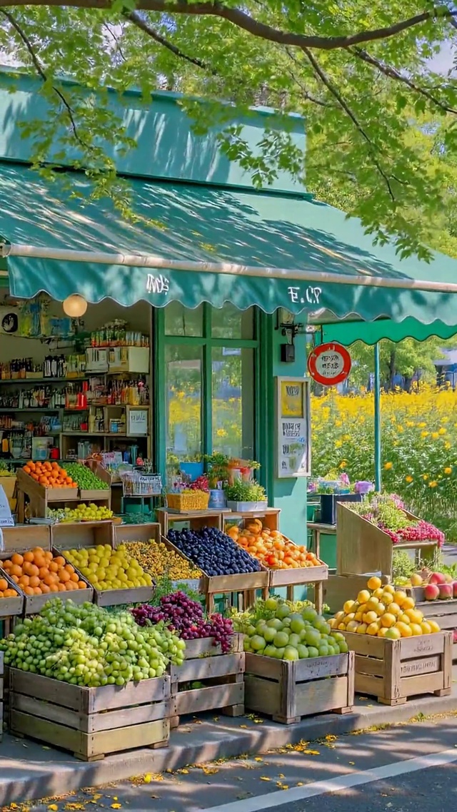 清新夏日街边水果店